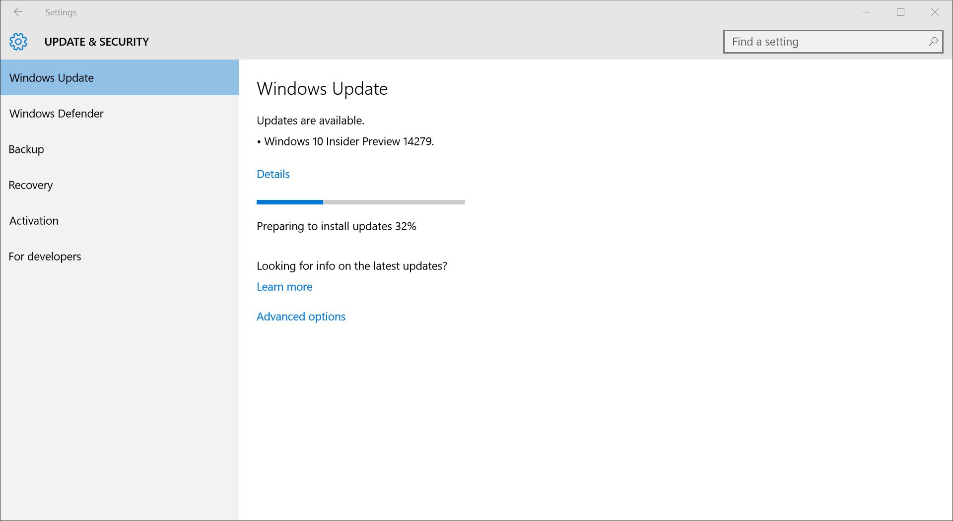 Microsoft Windows 10 Preview Build 14279