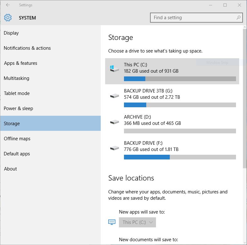 Microsoft Windows 10 Storage Sense