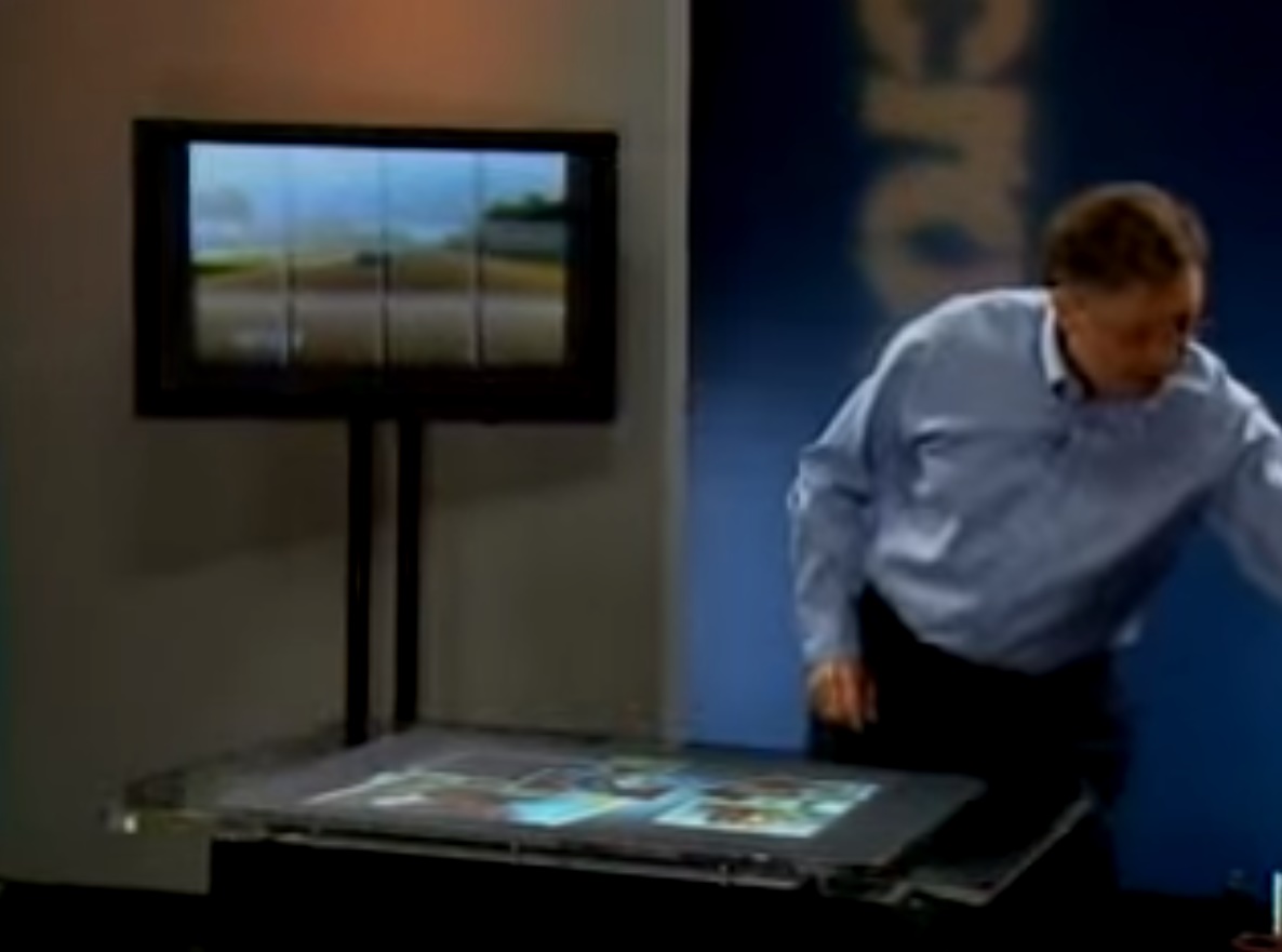 Bill Gates demonstrating the first Surface Device in 2007