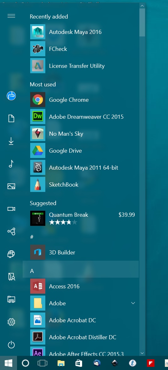 Customize Windows 10 Start Menu - smaller menu