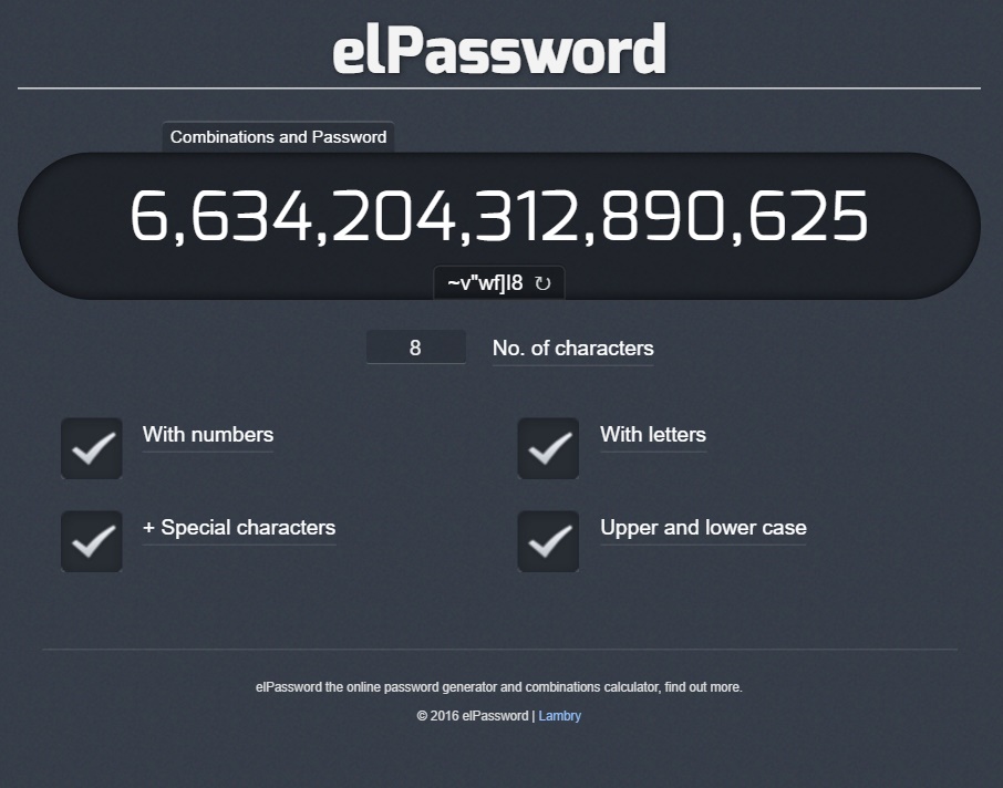 elPassword - online password generator