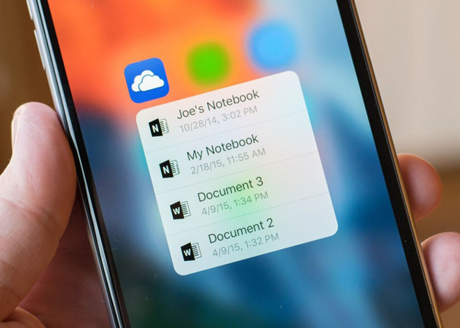 Microsoft OneDrive now supports 3D Touch