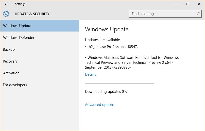 Microsoft Windows Insider Preview Build 10547