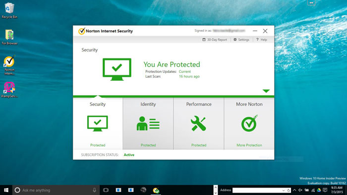 Norton Internet Security on Windows 10