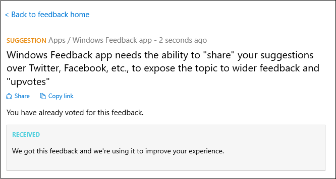 Microsoft Windows 10 Preview Build 10532 feedback sharing