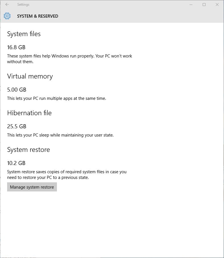 Microsoft Windows 10, System and Reserved