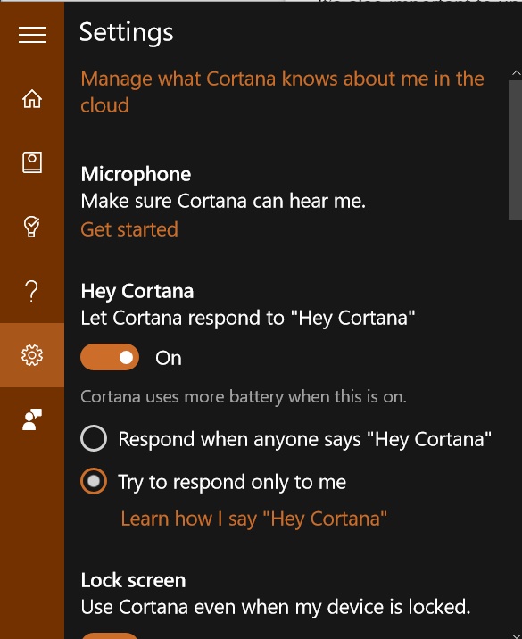 Cortana always on