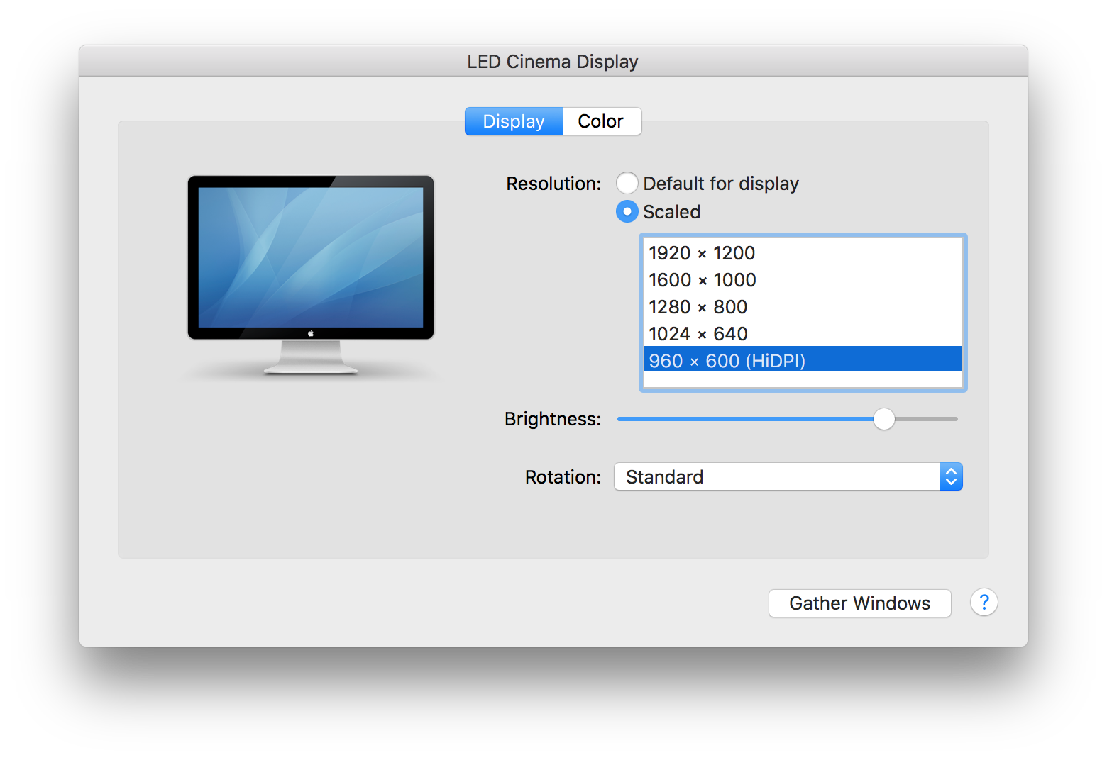 display menu mac retina
