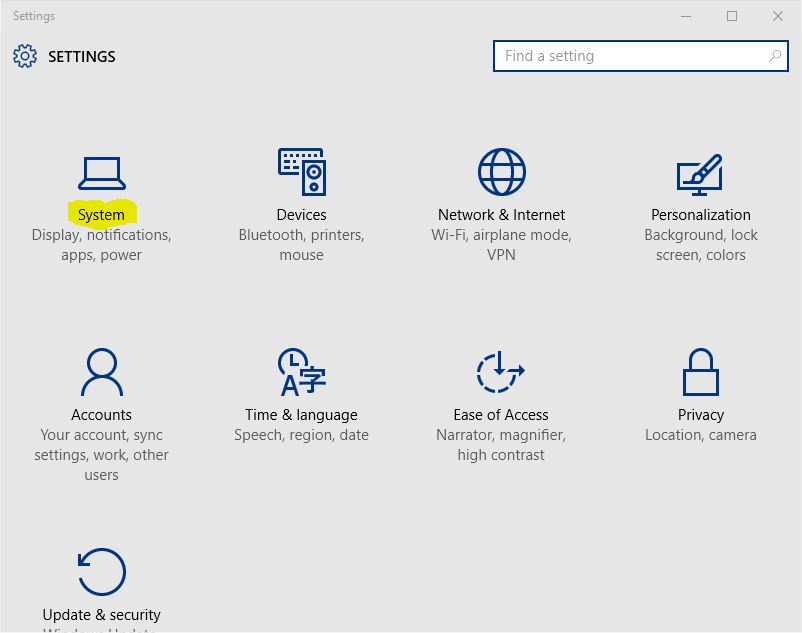 Microsoft Windows 10 Settings app