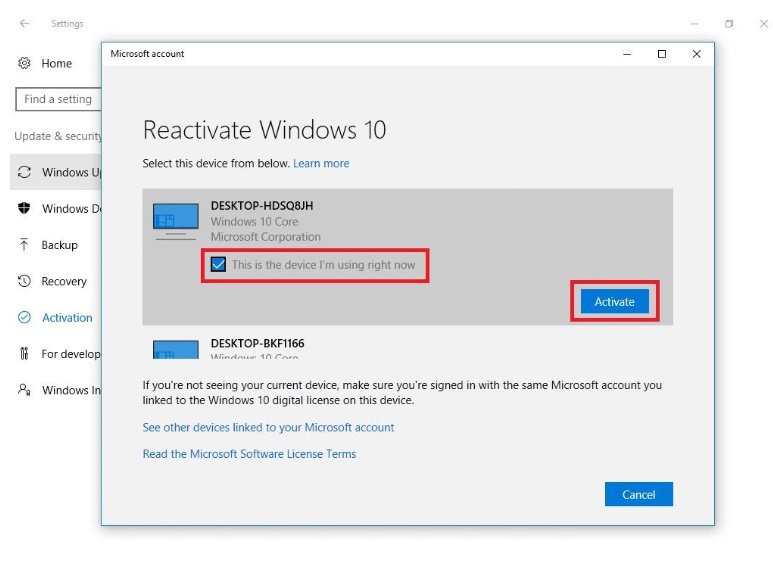 How to reactivate Windows 10 after a hardware change