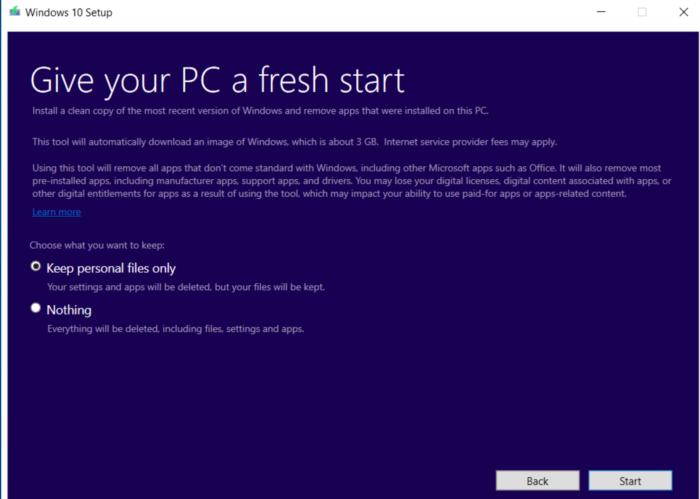 The tool will run automatically, and will reset a PC, unattended, until a fresh copy of Windows 1o is installed successfully, without bloatware, or any third party software whatsoever.