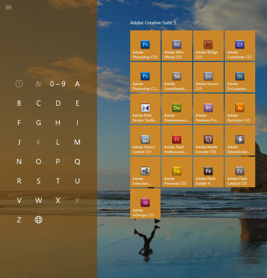 Windows 10 speed dial for the tile menu