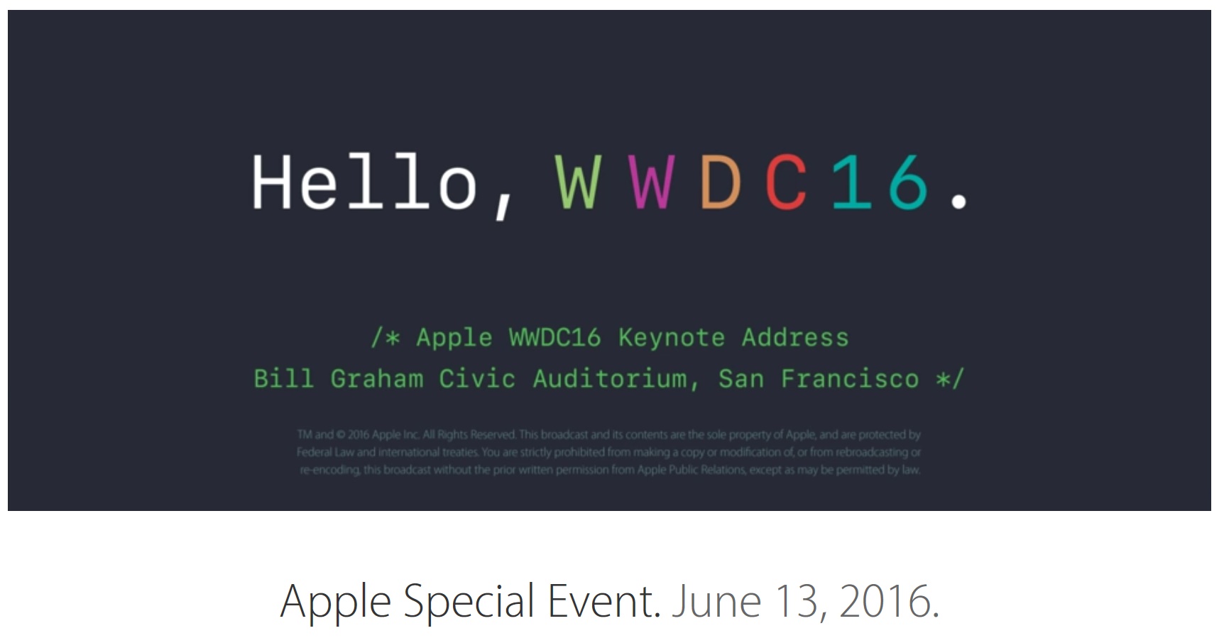 Apple Worldwide Developers Conference 2016